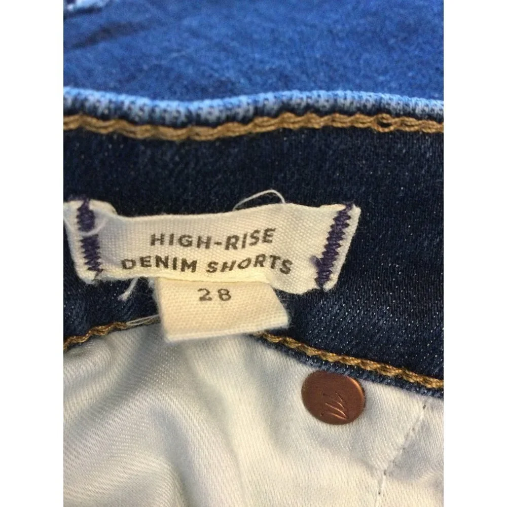 Madewell Women's High-Rise Denim Shorts Cut-Off Cuffed Hem Pockets Size 28